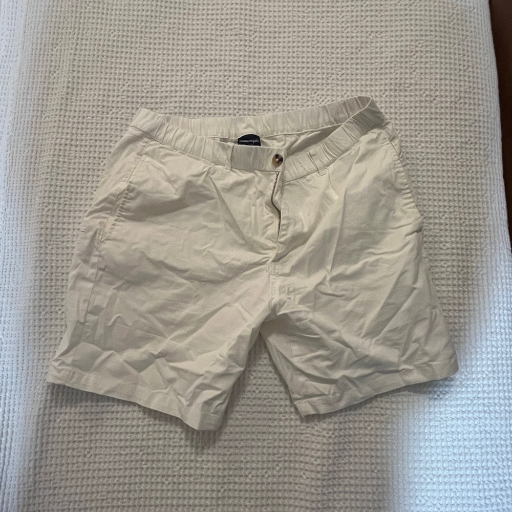 Maamgic Men’s Classic Cotton Shorts, White, Size 34, 7 inch inseam